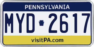 PA license plate MYD2617