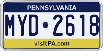 PA license plate MYD2618