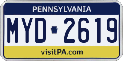 PA license plate MYD2619