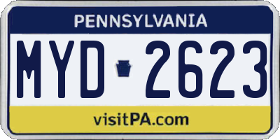 PA license plate MYD2623