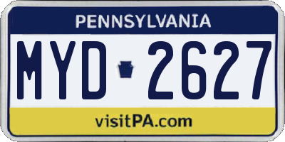 PA license plate MYD2627