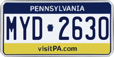 PA license plate MYD2630