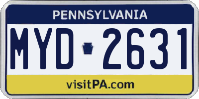 PA license plate MYD2631