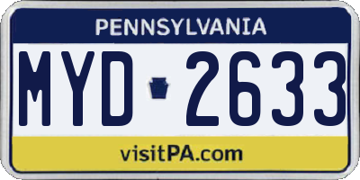 PA license plate MYD2633