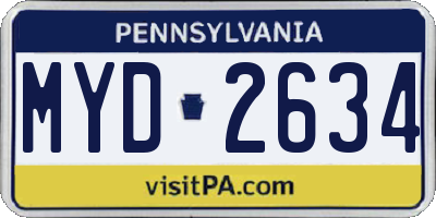 PA license plate MYD2634