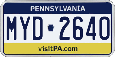 PA license plate MYD2640