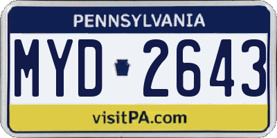 PA license plate MYD2643