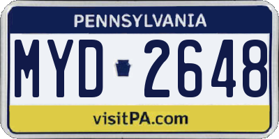 PA license plate MYD2648