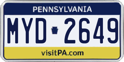 PA license plate MYD2649