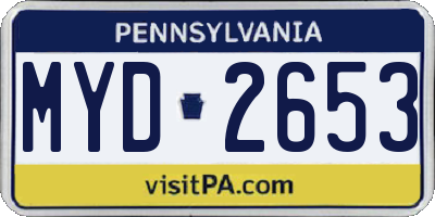 PA license plate MYD2653