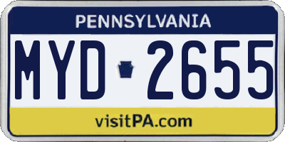 PA license plate MYD2655