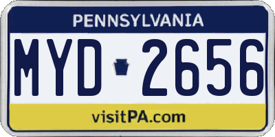 PA license plate MYD2656