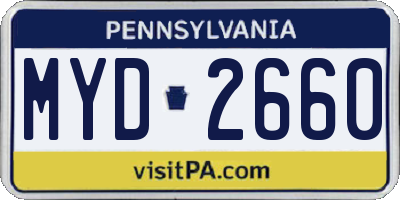 PA license plate MYD2660