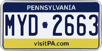 PA license plate MYD2663