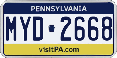 PA license plate MYD2668