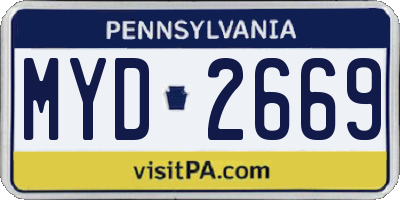 PA license plate MYD2669