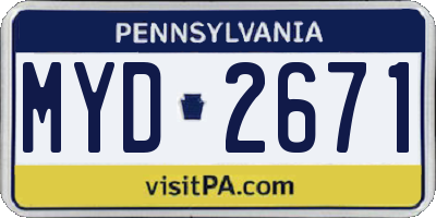 PA license plate MYD2671