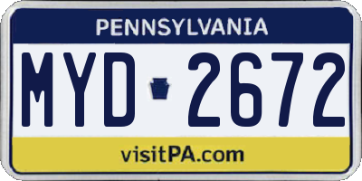 PA license plate MYD2672