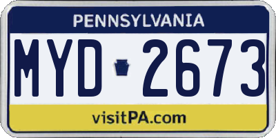 PA license plate MYD2673