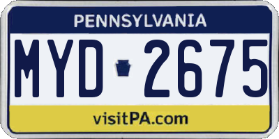 PA license plate MYD2675
