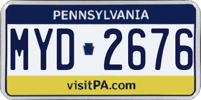 PA license plate MYD2676