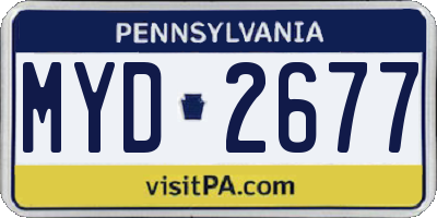 PA license plate MYD2677