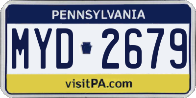 PA license plate MYD2679