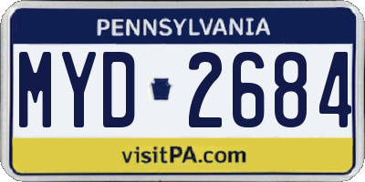 PA license plate MYD2684