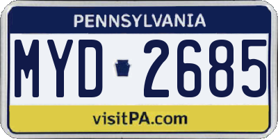 PA license plate MYD2685
