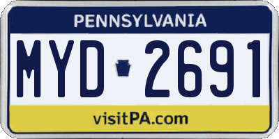 PA license plate MYD2691