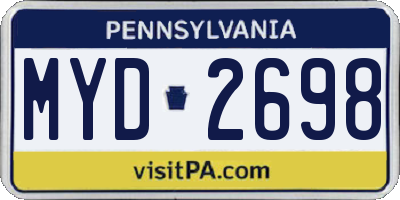 PA license plate MYD2698