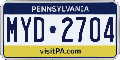 PA license plate MYD2704