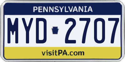 PA license plate MYD2707