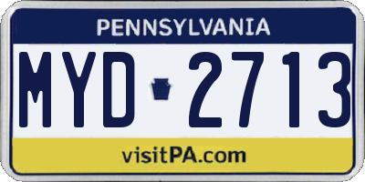 PA license plate MYD2713