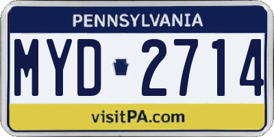 PA license plate MYD2714