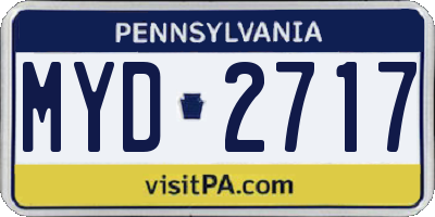 PA license plate MYD2717