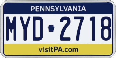 PA license plate MYD2718