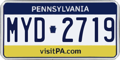 PA license plate MYD2719