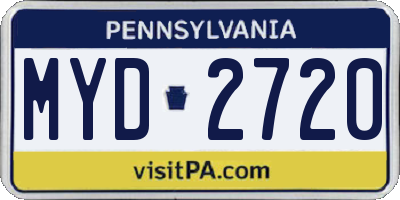PA license plate MYD2720