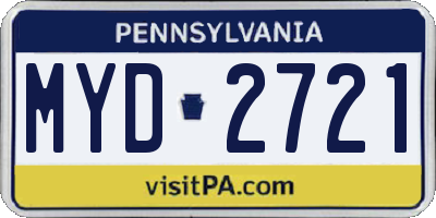 PA license plate MYD2721