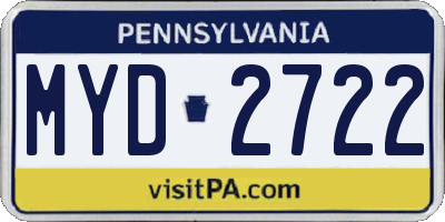 PA license plate MYD2722
