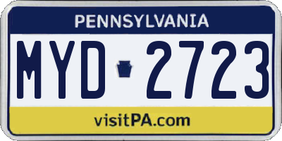 PA license plate MYD2723