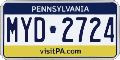 PA license plate MYD2724