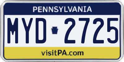 PA license plate MYD2725