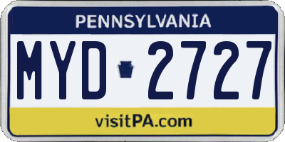 PA license plate MYD2727