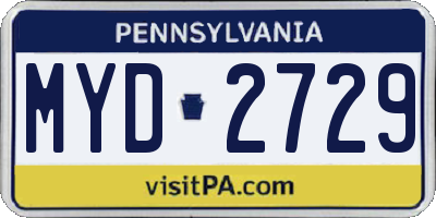 PA license plate MYD2729