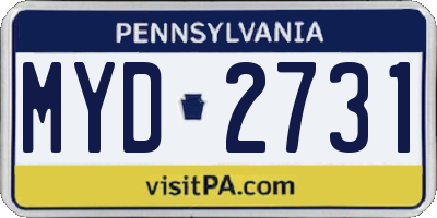 PA license plate MYD2731