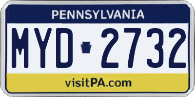 PA license plate MYD2732