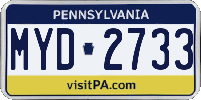 PA license plate MYD2733