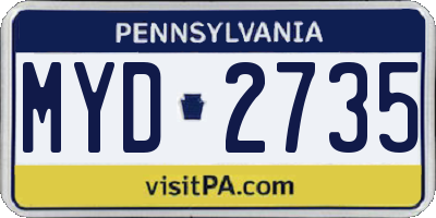 PA license plate MYD2735